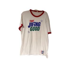 Jif Peanut Butter Ringer T Shirt Adult XL White Short Sleeve Graphic Tee